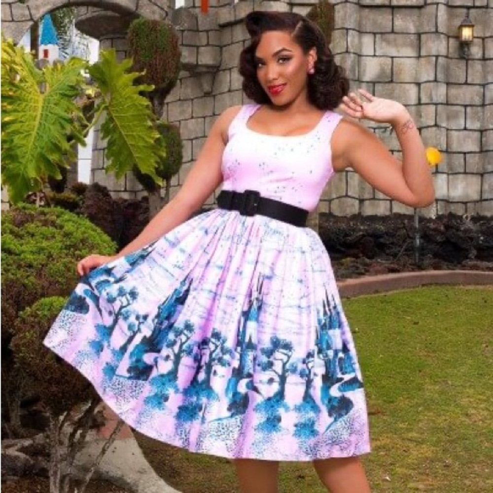 Pinup Girl clothing Aurora Pink Dress sleeping beauty castle Medium couture